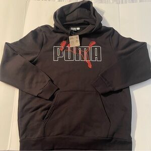 Puma Big Logo Hoodie Brown Pullover Sweatshirt Mens XL NWT Graphic